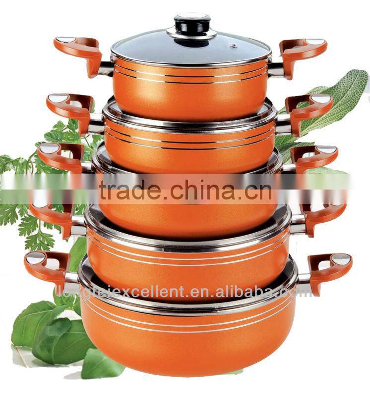Aluminum casserole pot sets heavy cast 10pcs cookware sets aluminum non-stick cookware