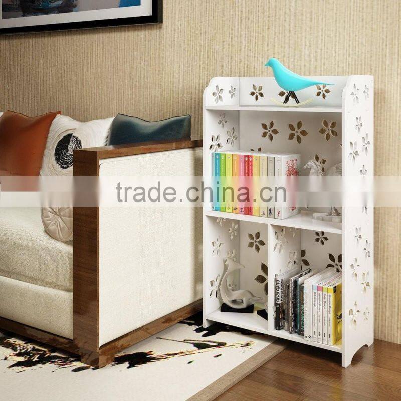 Kids Modern Simple Style carving flower Storage Organizer 2 Tier High Gloss Storage cabinet Carved Night Stand, bedside table