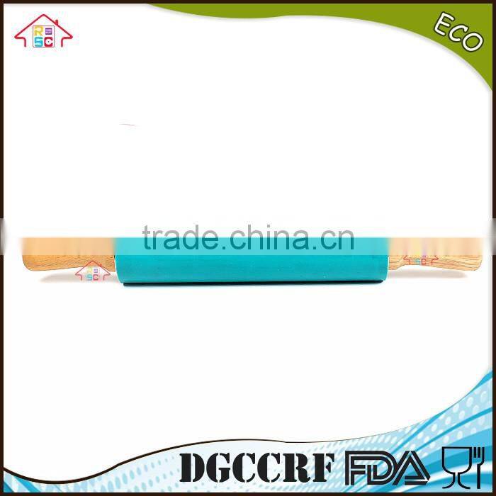 NBRSC competitive Non-stick Silicone Rolling Pin with Wooden Handle Pastry Dough Roller Dumplings