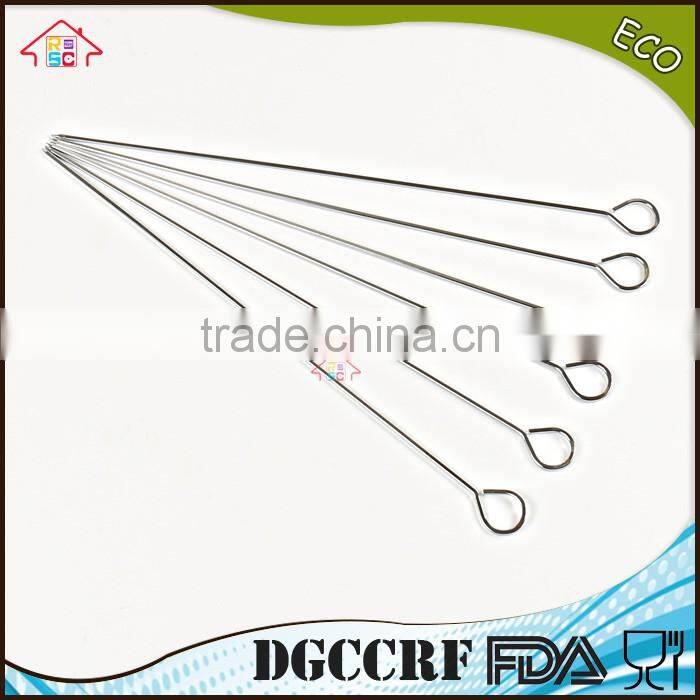 NBRSC Long Flat Metal Chrome Plated BBQ Skewers, Grill / Barbecue Shish Kebab Kabob Skewers