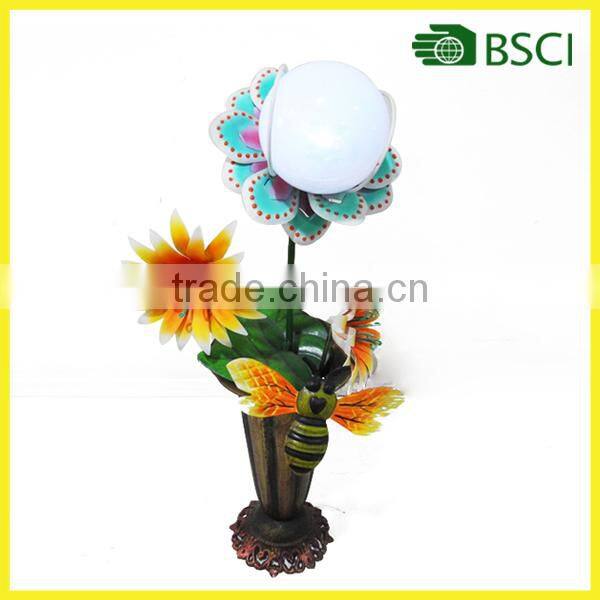 YS14650 metal flower craft solar powered decoration garden balls light