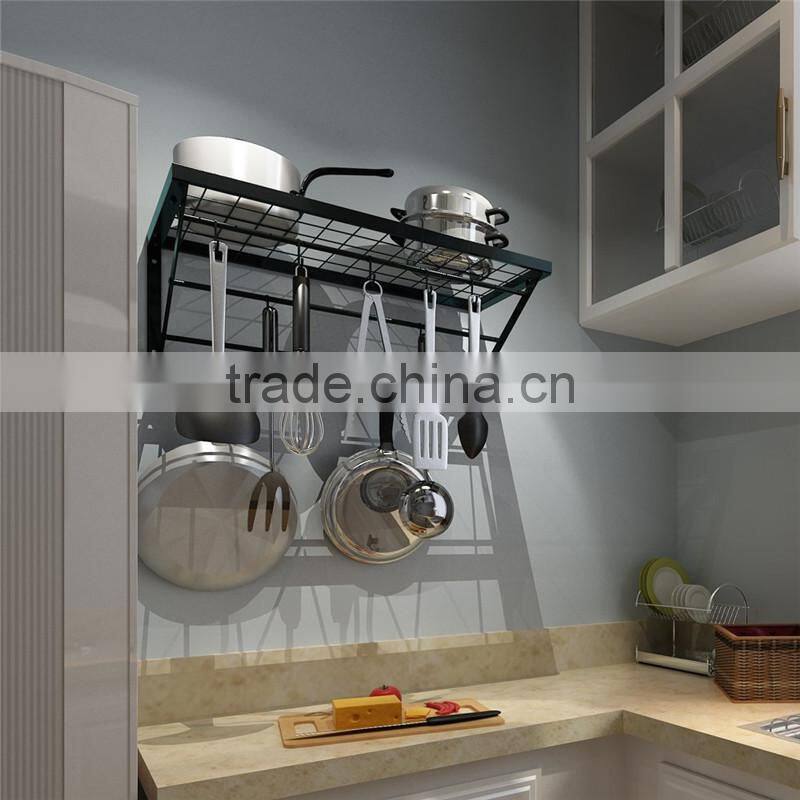 2017 Wholesale hot selling hanging pot rack, metal wall mounted pot lid rack
