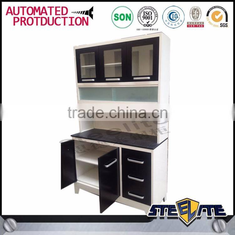 Custom made black kitchen cabinet set with 3 door almirah design