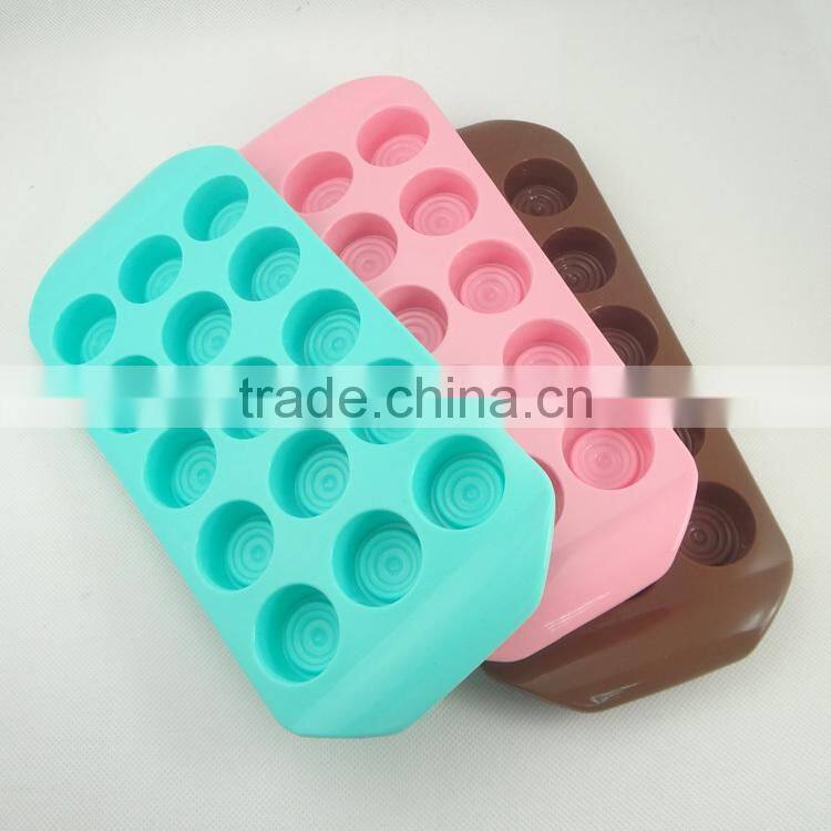cute 15 cup round chocolate shape silicone ice and cake use cube tray