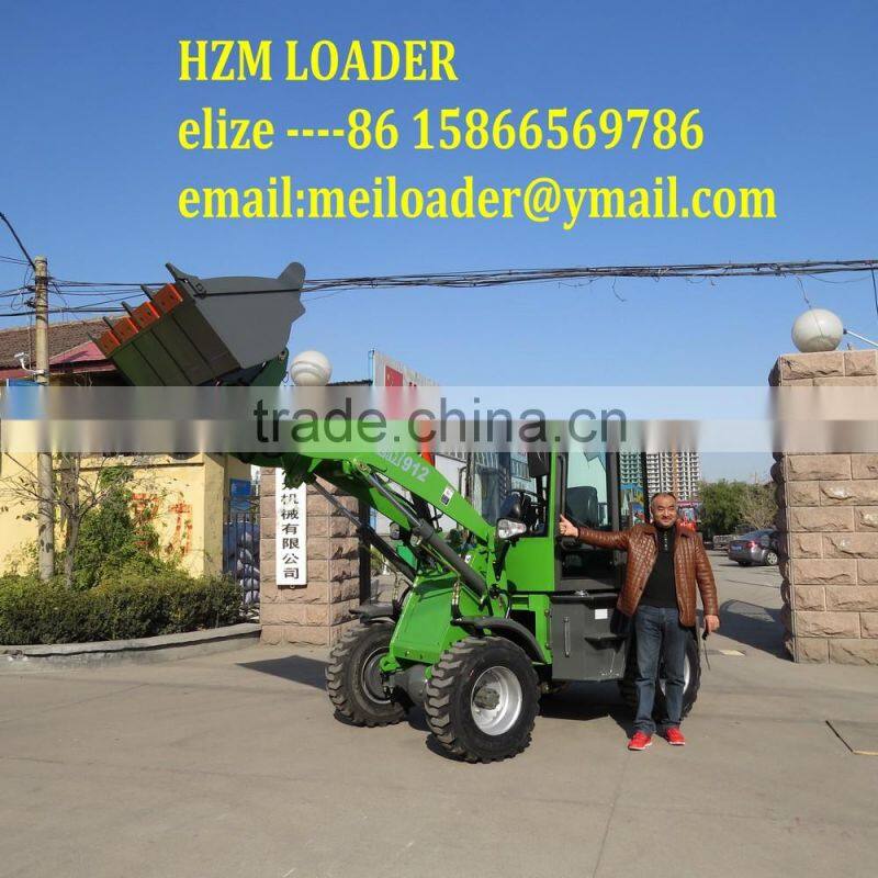 new type huizhong ZL-12 small wheel loader for sale HZM912 with bigger cabin space