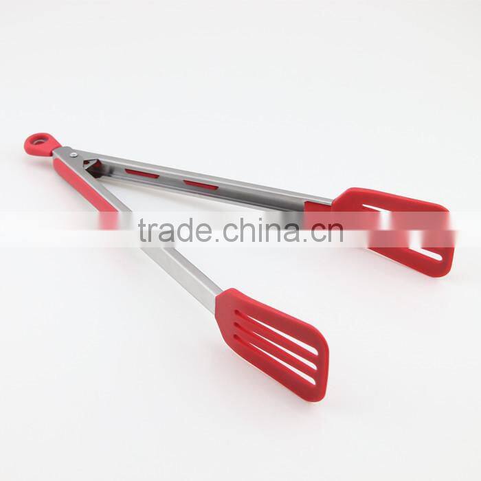 Silicone Stainless Steel Kitchen Tongs With Locking Clip