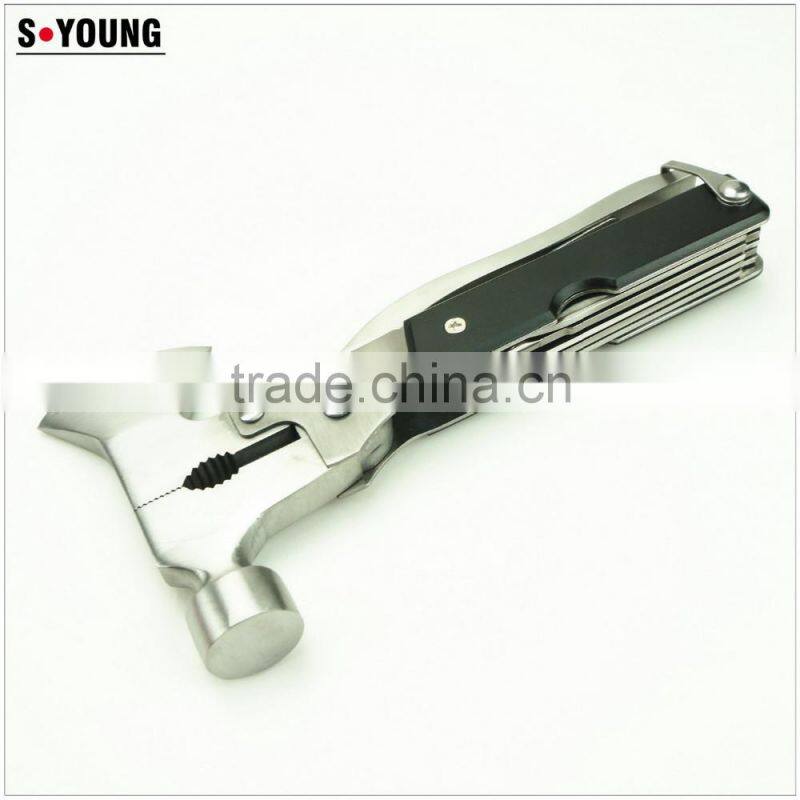 91021 6 Inch Multi Tool Stainless Steel Hammer Multifunction Foldable Portable Combination Tool Clam