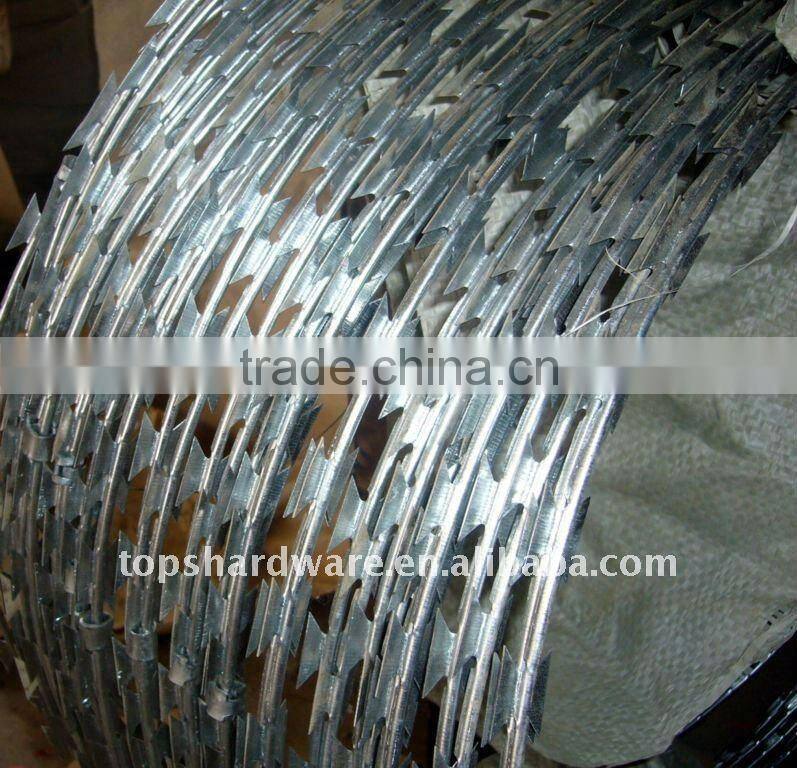 cross type galvanized razor barbed wire fence for military