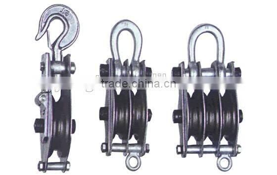 Closed pulley block/stringing pulley block