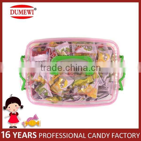 Halal Tablet Center Filled Fruit Hard Candy in Square Jar