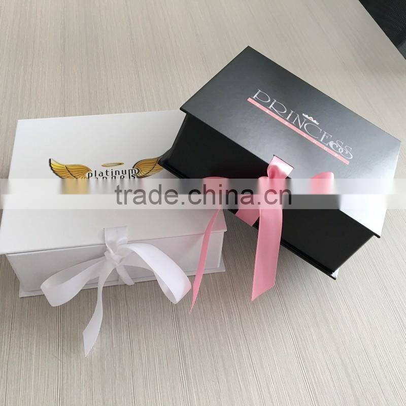 Luxury Hair Packaging Box Black Ribbon Gift Box
