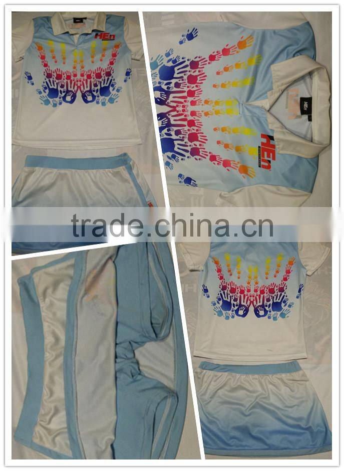 Latest high quality sexy tennis wear slim fit custom made /colorful stripe dress tennis set