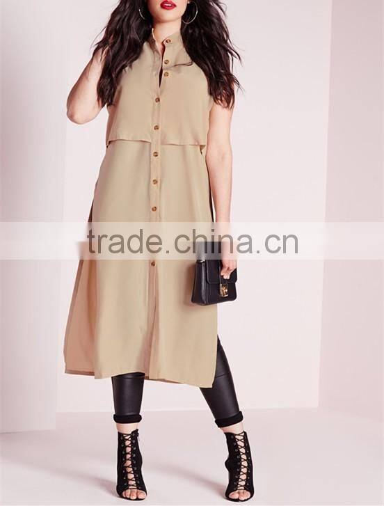 Wholesale plus size clothing 2016 fancy buttons tunic top HST3701