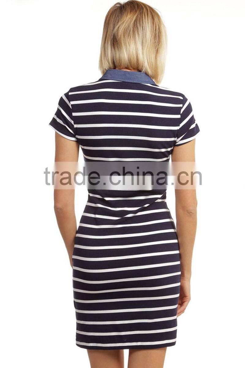 2015 summer cotton fabric black simple ladies plain t-shirt fashion dress with pocket