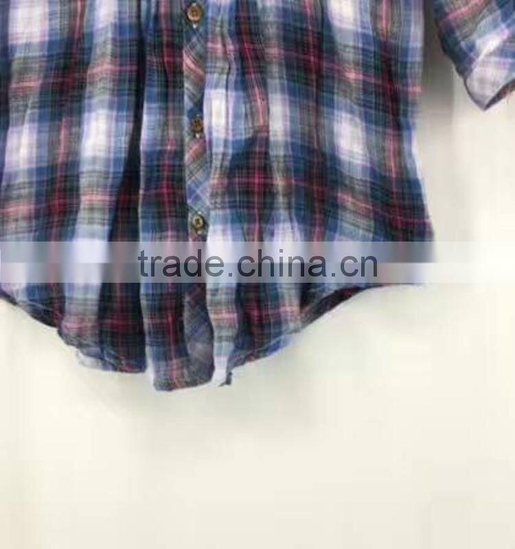 Ladies stocklots latest designs cotton check shirt