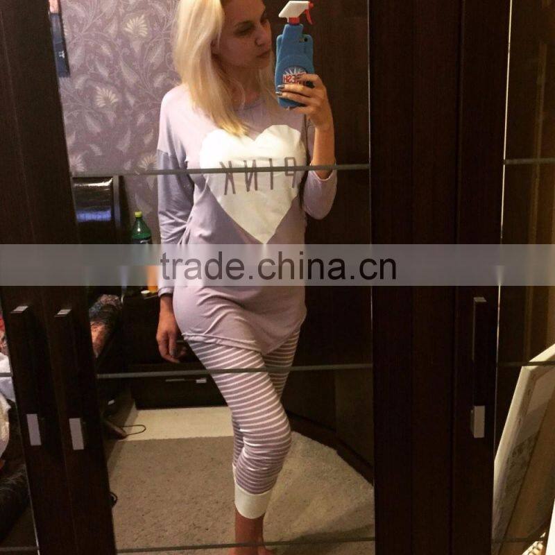 2016 comfortable two piece summer cotton pajamas women