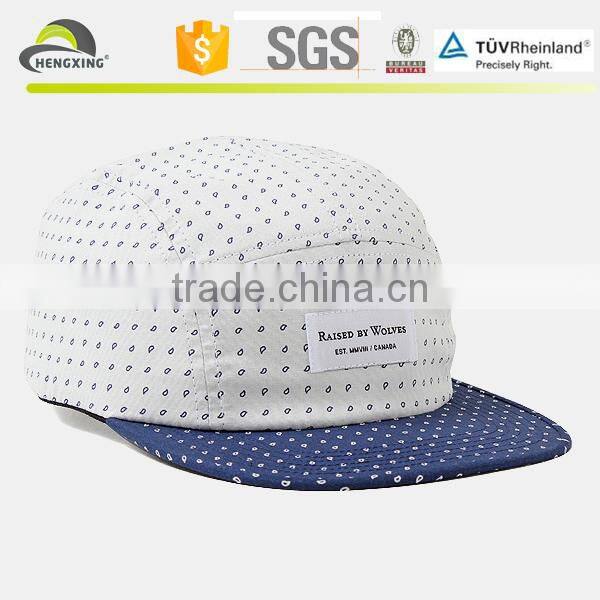 Embroidery design dot pattern cap hat 5 panel camp cap wholesale