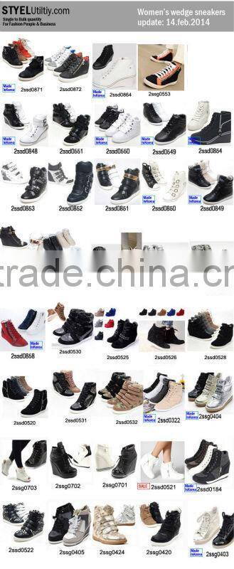 2014 s/s women hidden wedge heel fashion sneakers