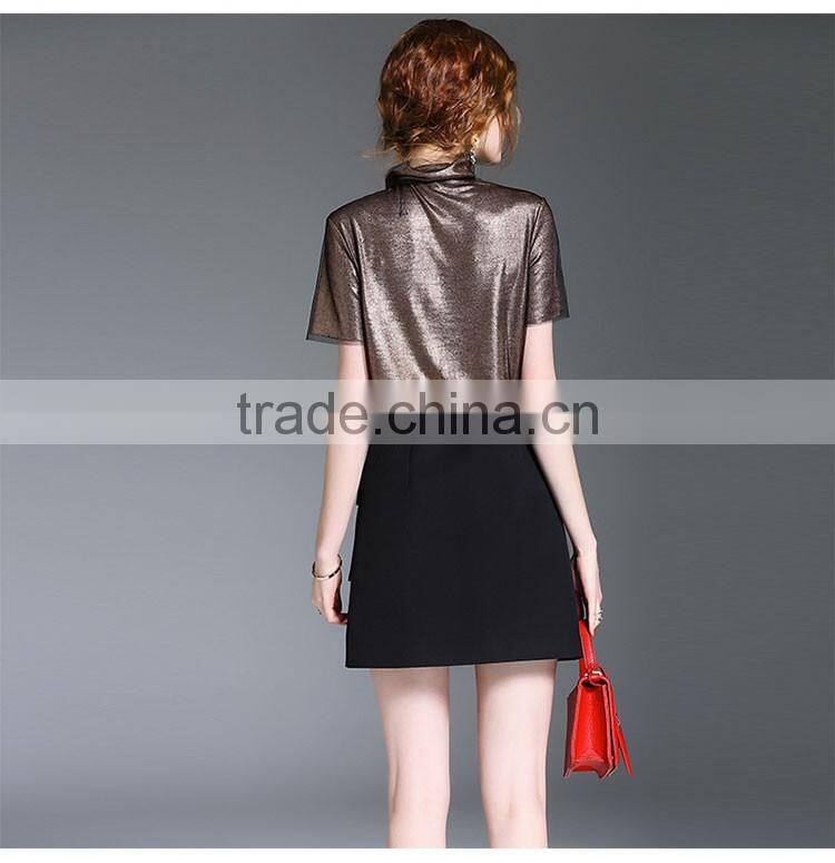 Maxnegio top fashion girl t shirt mirror work golden colour designs blouse