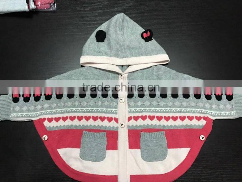 High Quality 2017 Hot Sale Girls Sweater Cotton Infant Sweaters Korean Styles Kids Clothes Baby Knitwear (BKN33)