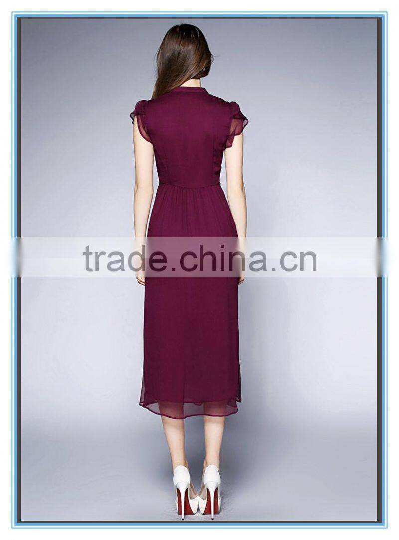 Real silk short sleeves and slim latest dress designs for ladies