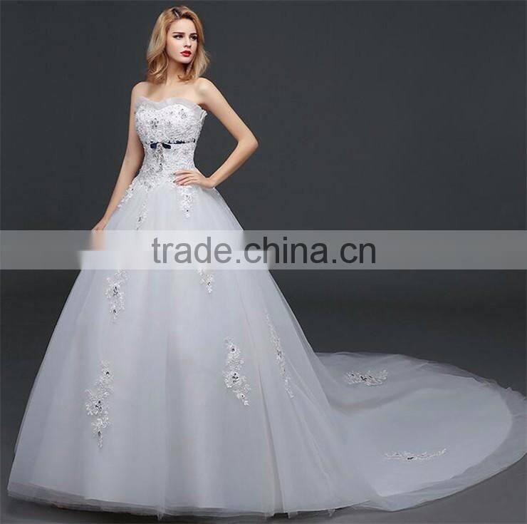 Sexy Bandeau Cream Crepe Empire Vintage Floor Length Princess Wedding Dress Bride Dress Formal Dress