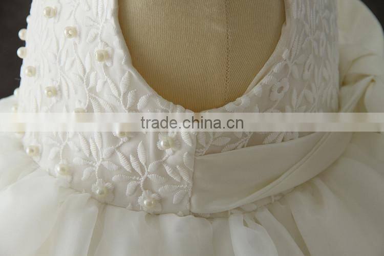 2017 New born baby clothes white first Communion dress Embroidery Flower baby cotton frocks designs 1 year baby girl dresses Hat