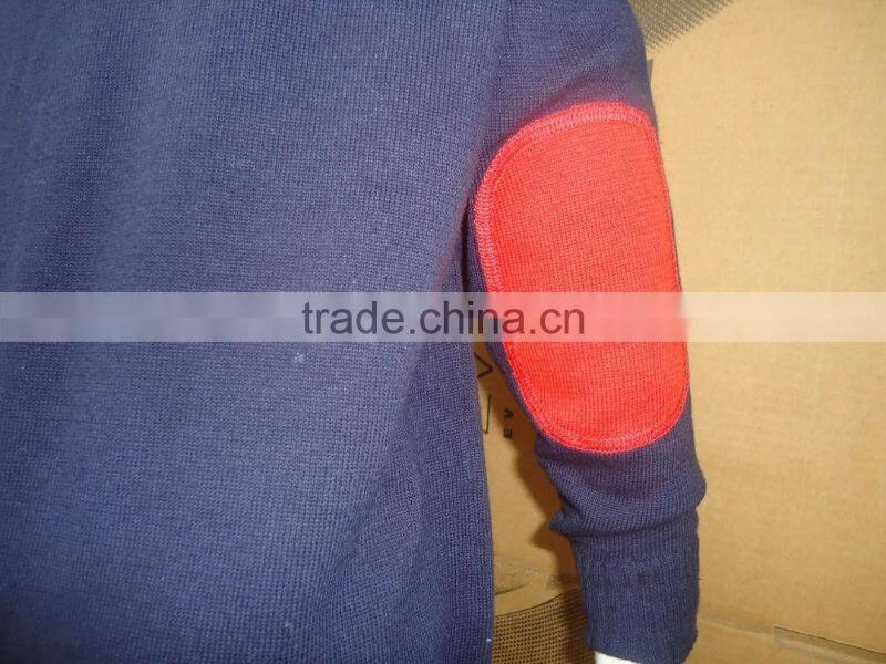 2016 kids navy blue hand knitted elbow patche sweaters for babies