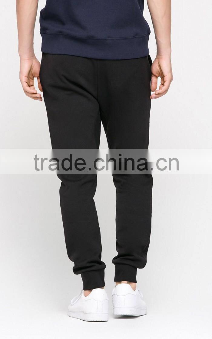 Custom classic style plain black slim joggers