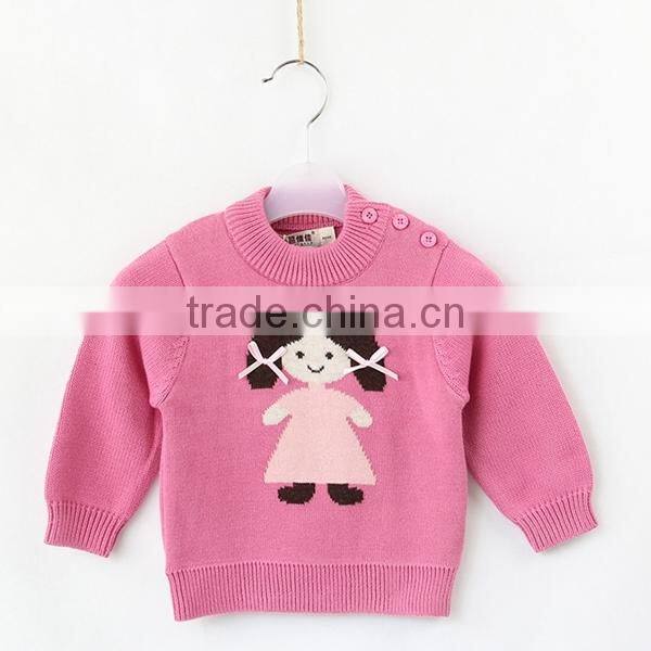 Girls 100% cotton jacquard pullover sweater hand made bowknot