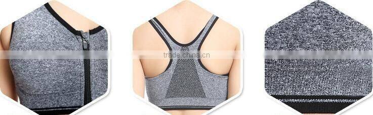 sexy zipper sports bra sets wireless running fitness wear factory price yoga bra