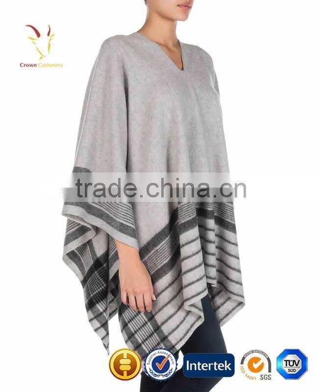 Women Stripe Cashmere Sweater Poncho Sweater