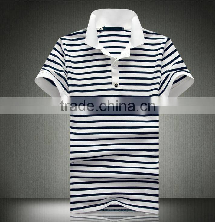 promotional high quality 2016 fashional 100% cotton striped polo shirt for men