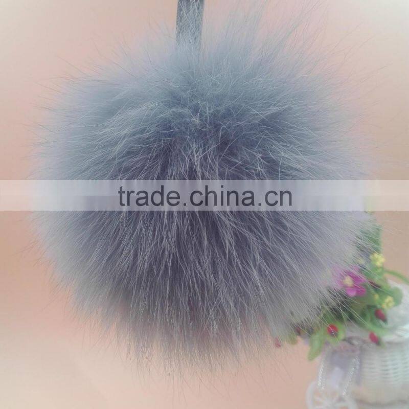 2016 fashion cheap price bag or garment charm 12cm fox fur ball keychain