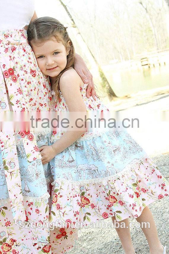 2017 Printed Matching Mother Daughter Clothes Plus Size Maxi Dress