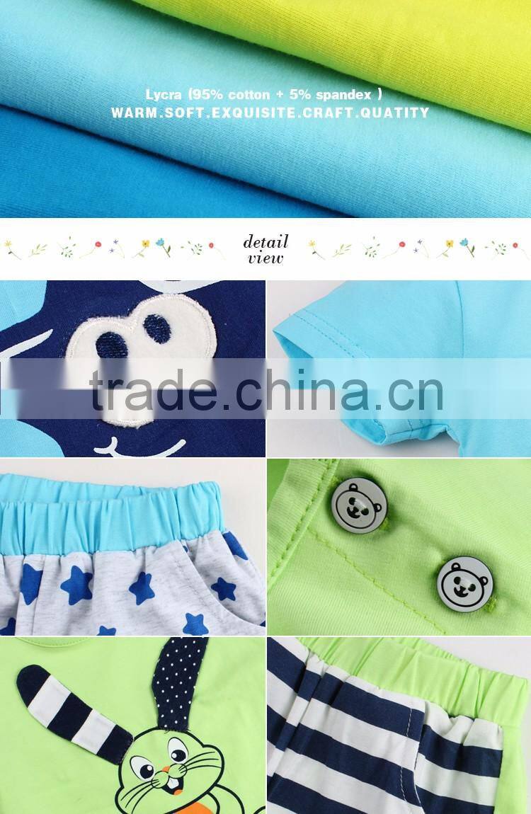 Cute design newborn 0-24M baby boy short sleeved summer clothing set