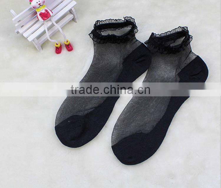 Fashion 20pcs/10pairs/lot Casual Crystal Silk Female Short Summer Sexy Transparent Elastic lace Socks Women
