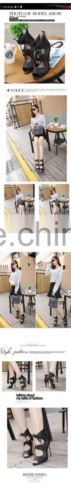 Wholesale Woman High Heel Sandals,Black Lace Up Sandals