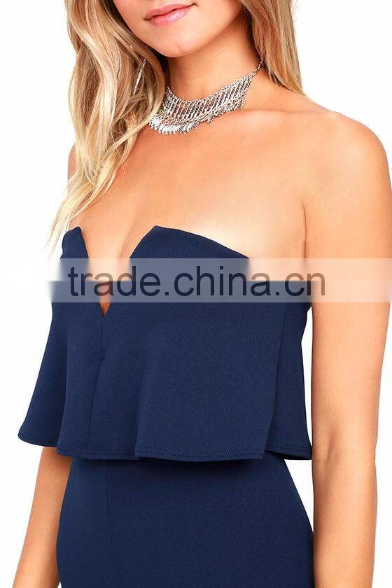 Hot selling strapless navy jumpsuit wholesale sexy fitness sex jumpsuit manufacturers