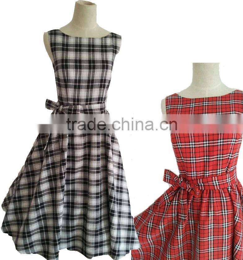 Women's Vintage Rockabilly Swing 1950's Evening Party Dress with Belt