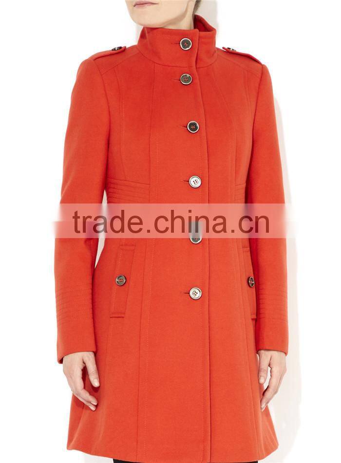 bright orange multistitch funnel women winter formal coats