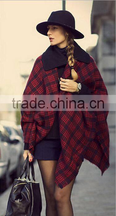 2014 winter hot sale classic black & red plaid scarf shawl