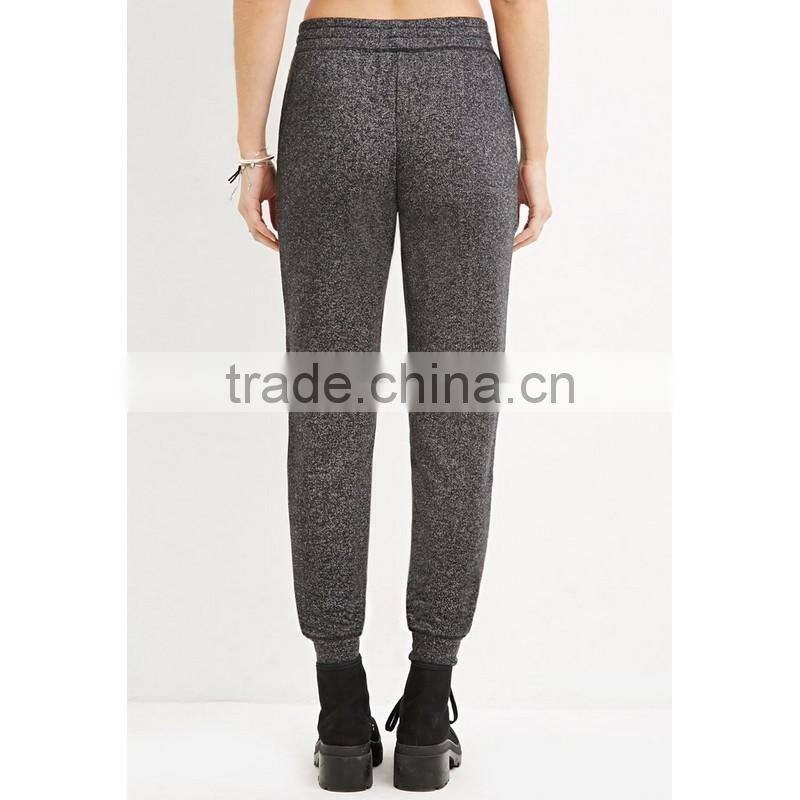 Ladies mid waist sports cotton large size heather joggers pants/trousers tracksuit clothes
