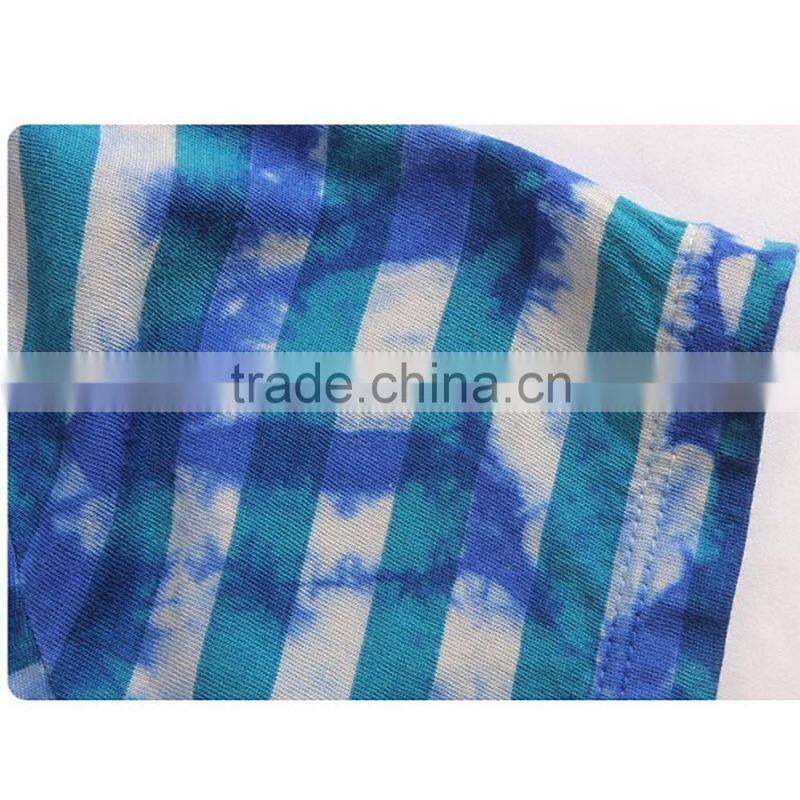 Young girls popular good sale short sleeve splash-ink colorful striped dress shirt