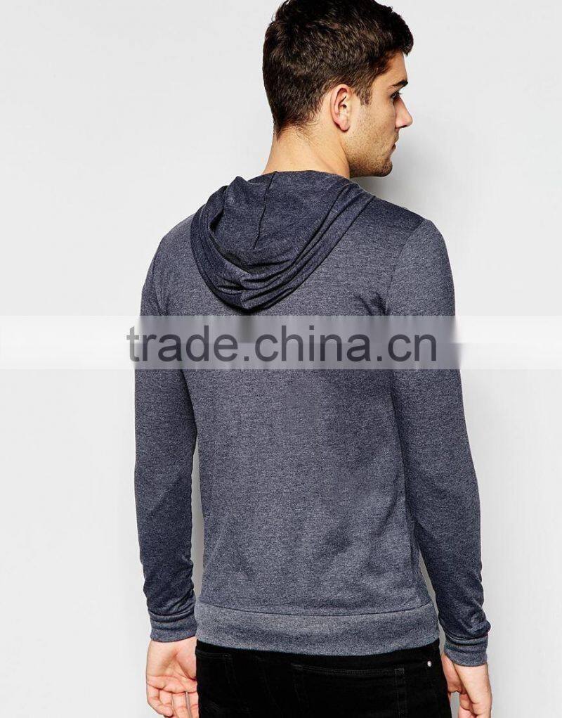 Lightweight Jersey Muscle Zip-Up Hoodie In Navy