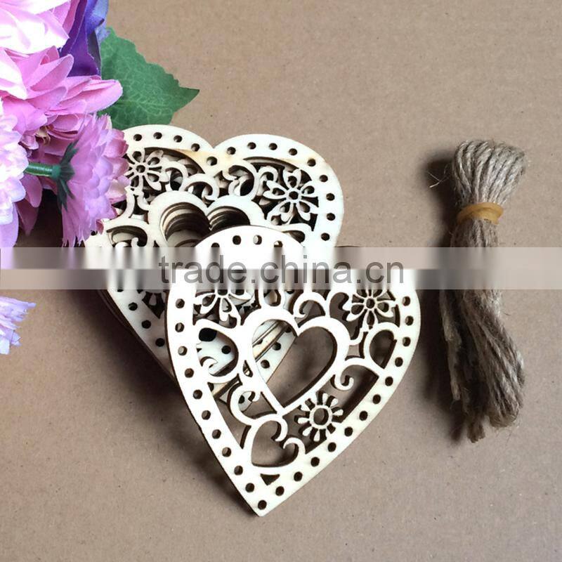 Factory Direct Sale Decoration Wood Heart Shape With Holes Crafts