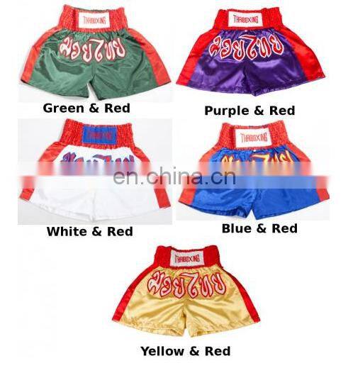 Kid Muay Thai Boxing Shorts Kick Boxing Trunks Satin Size 2XS-M