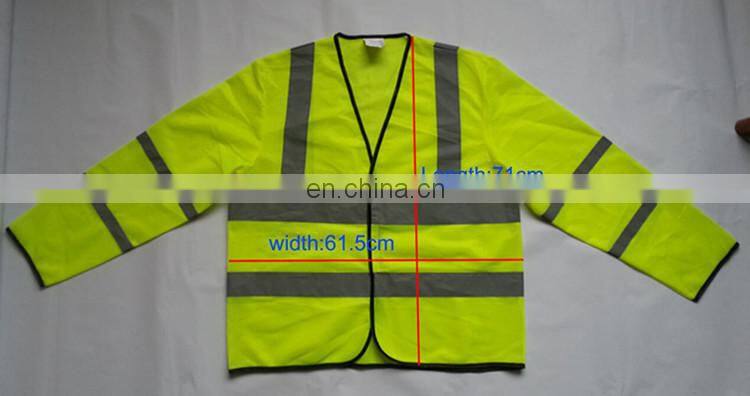 Apparel t-shirts knitting tricot TC reflector safety yellow free size EU standard hot sale long sleeve t shirt