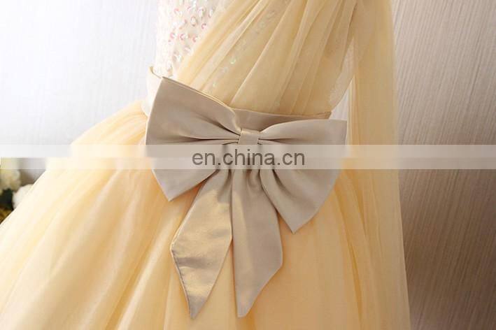 Champagne Vintage Tulle Toddler Dress Sequin Flower Girl Dress Wedding Sleeveless Princess Costume With Bow