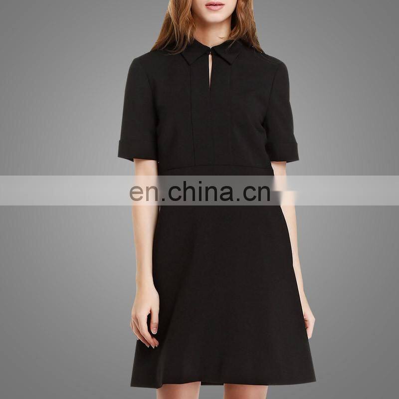 Latest Design Fashion Woman Dress High Quality Western Design Black MIdi Dress